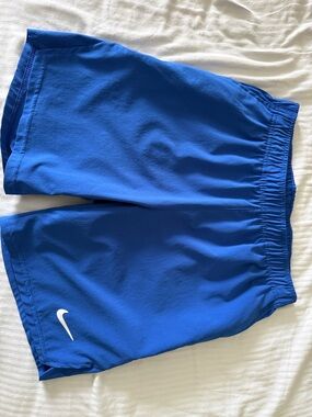 Nike Boys Blue Tennis/Athletic Shorts with White Swoosh, Size L